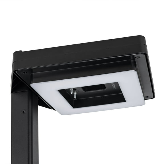 Contemporary 99 in. 1-Light Square Black Modern Aluminum Waterproof Solar Lamp Post Light with 3-Colors Integrated LED