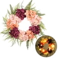 thumbnail image 3 of Corona de hortensias con o sin luz LED, guirnalda colgante artificial para decoración de jardín de verano, puerta de entrada y patio., 3 of 8