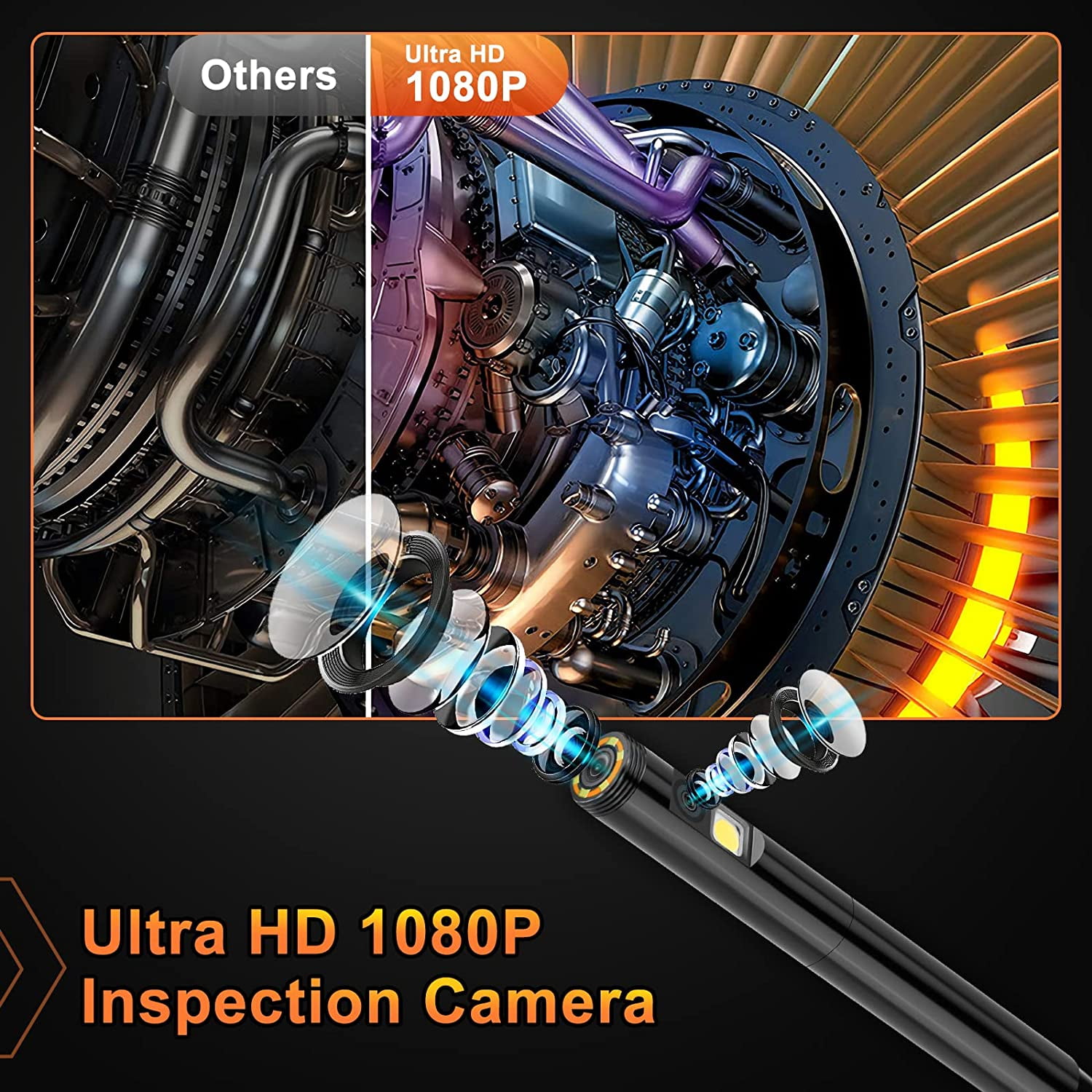 LiteBee Industrial Scope Borescope, 1080P Dual Lens Inspection Camera with Light 16.5ft Drain Snake IP68 Waterproof Sewer Camera for Home Wall Duct Pipe Plumbing