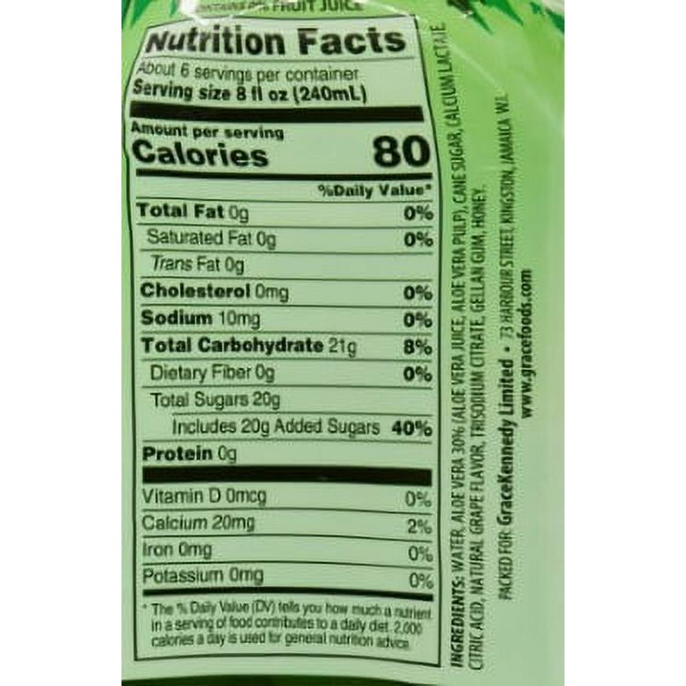 Aloe vera juice nutrition online