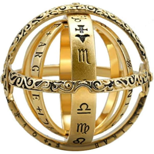 Creative Retro Punk Astronomical Sphere Ball Ring Cosmic Finger Ring Couple Lover Jewelry (gold, 7)