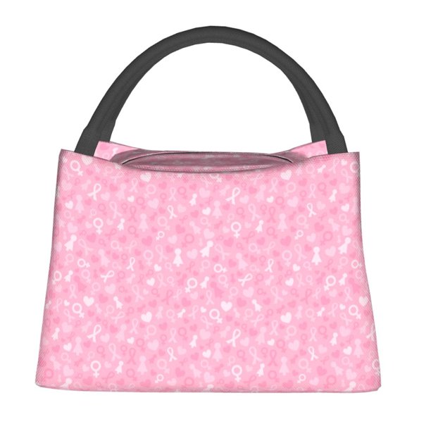 Fotbe Breast Cancer Awareness Bolsa Térmica Portátil con Estampado, Bolsa de Entrega de Alimentos Aislada, Bolsa Reutilizable de Gran Capacidad para Comidas y Supermercado