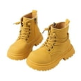 thumbnail image 5 of BOBOGOJP Girls Boots Fashion Ankle Boots for Girls with Low Heel Short Suede Booties with Bow for Toddler/Little Kids Yellow for Size 9, 5 of 6