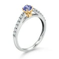 thumbnail image 3 of Gem Stone King 10K White and Yellow Gold Blue Tanzanite and White Lab Grown Diamond Engagement Ring for Women (0.36 Cttw, Gemstone December Birthstone, Round 3.5MM, Size 7), 3 of 4