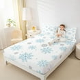 thumbnail image 4 of Homewish Kawaii Snowflake Full Size Sheets for Teens, Merry Christmas Bed Sheets, White Blue Cartoon Sheet Sets, Ultra Soft Bedroom Decor, 4pcs, 4 of 7
