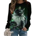 thumbnail image 1 of Moda mujer primavera Animal impreso manga larga cuello redondo Casual Tee Tops blusa Pompotops FGAJ619, 1 of 5