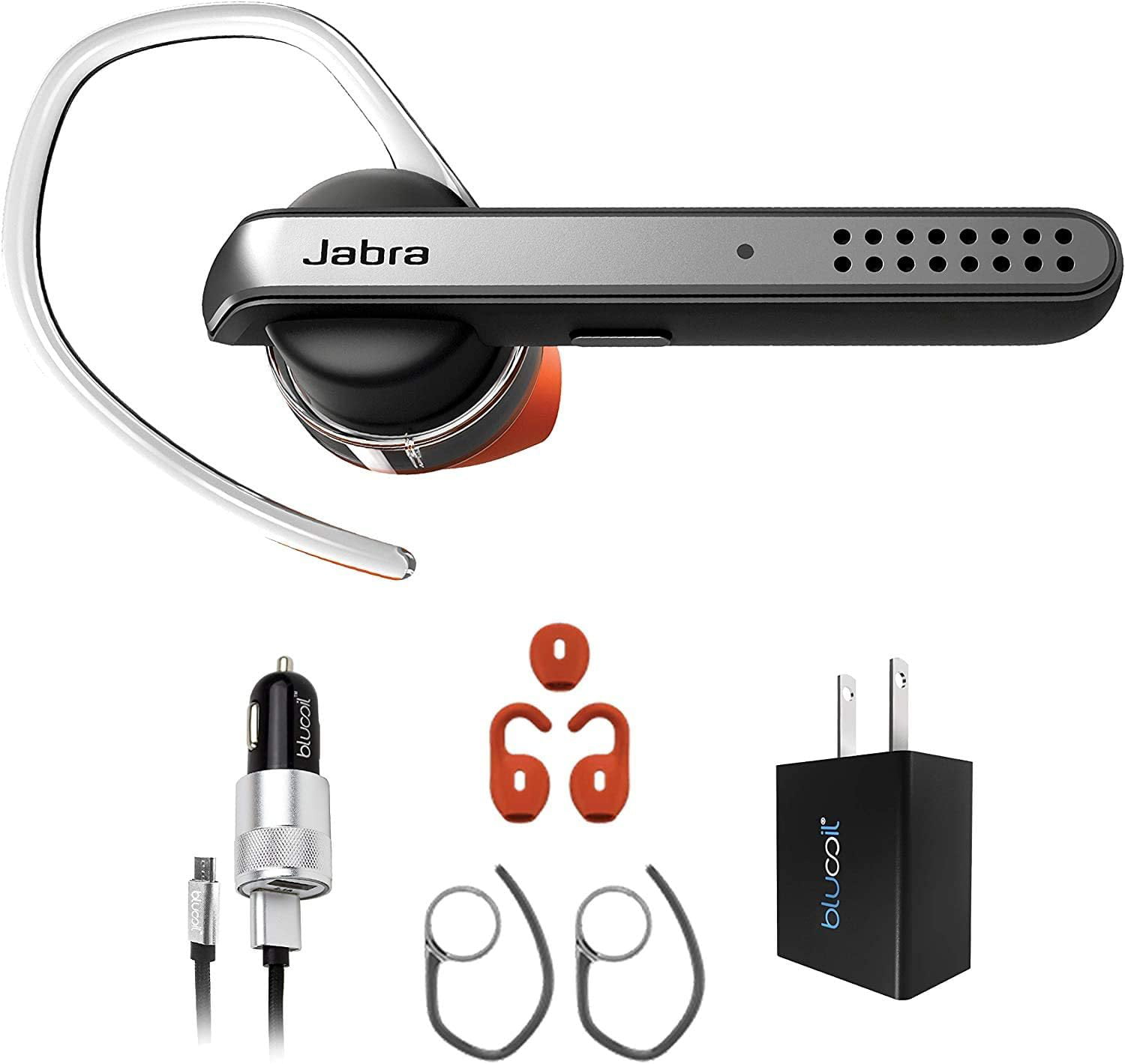 Jabra Talk 45 Bluetooth in-Ear Headset Bundle with Blucoil Car Charger, and  USB Wall Adapter
