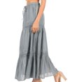 thumbnail image 4 of Sakkas Takara Maxi Broomstick Cascading Peasant Skirt with Elastic Waist - Grey - One Size Regular, 4 of 5