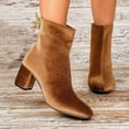 thumbnail image 5 of LEAVINGSUO Women's Snow Boots Fashion Casual And Winter Thick Heel High Heel Ankle Short Boots Brown 41, 5 of 8