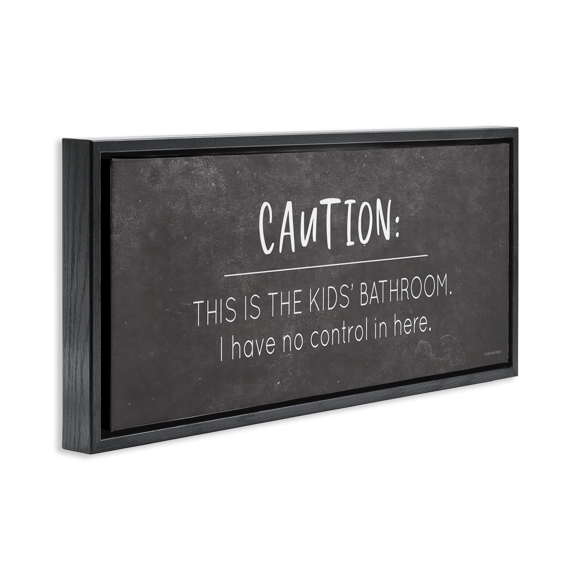 Stupell Industries No Control Here Bathroom Typography Painting Black Floater Framed Canvas Art Print Wall Art, 25 x 11