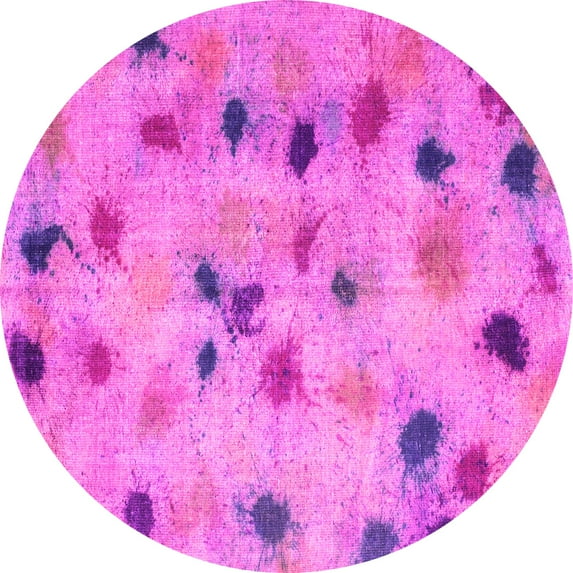 Ahgly Company Indoor Round Abstract Pink Contemporary Area Rugs, 7' Round