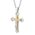 thumbnail image 2 of Mens Two-Tone Stainless Steel Crucifix Pendant Necklace, 2 of 5