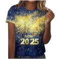 thumbnail image 1 of Camisetas Casuales de Mujer Año Nuevo Impreso Suéter de Manga Corta Cuello Redondo, Top de Moda para el Uso Diario, 1 of 4