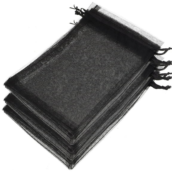Worgeous 50pcs Organza Bags Drawstring Fan Bags 7.07x5.11 Inches Candy Pouches Sheer Mesh Bags For Wedding Party Favor Wrapping Supplies