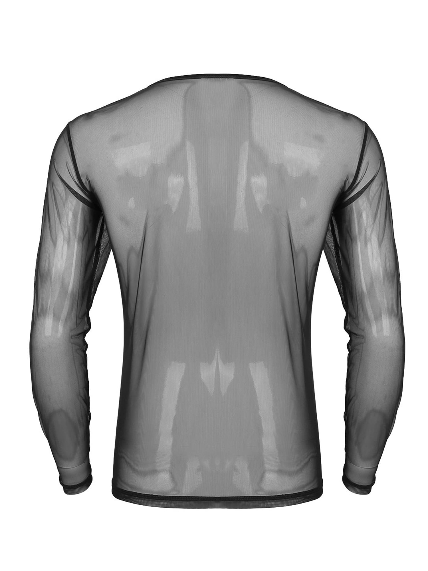 YiZYiF Men's Mesh Sheer T-Shirt Top Transparent Long Sleeve Slim Fit  Undershirt Black Medium at  Men's Clothing store