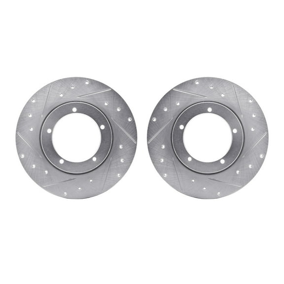 Dynamic Friction Company Front Brake Rotors-Drilled and Slotted-Silver 7002-02001