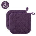 thumbnail image 4 of 100% Cotton Terry Pot Holder Pack of 2 for Kitchen Everyday Basic Heat Resistant Coaster Potholder for Cooking and Baking Premium - Purple, 4 of 9