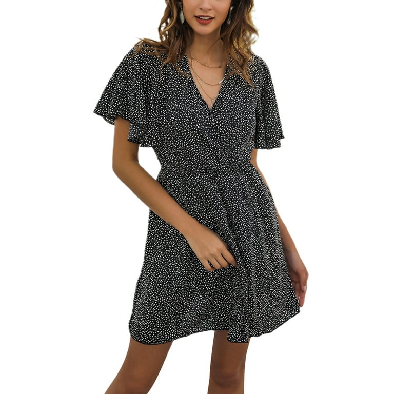 Chiffon Short Sleeve V Neck High Waist Vacation Dresses Chiffon Short Sleeve V Neck High Waist Vacation Dresses
