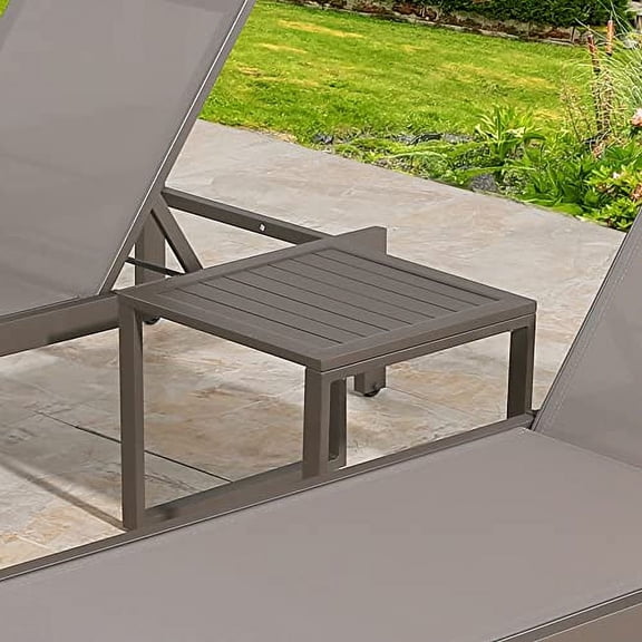 Ulax furniture Aluminum Patio Side Table - Square Outdoor End Table for Coffee & Bistro Use (Taupe)