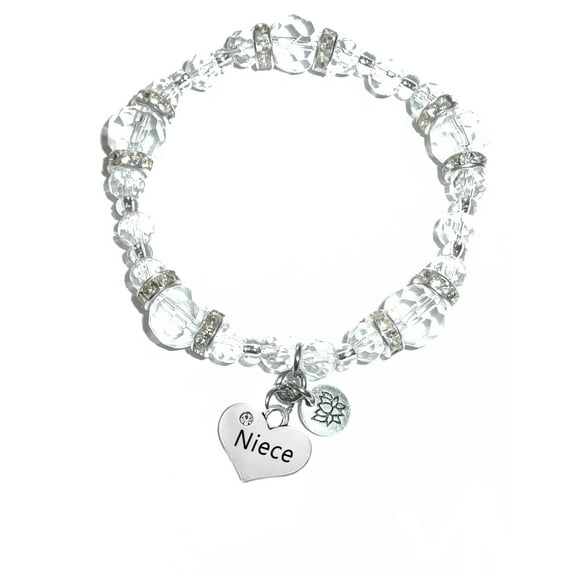 Hidden Hollow Beads - Love Charm Bracelet - Crystal Stretch