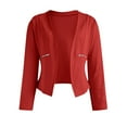 thumbnail image 5 of YDFCWXW Womens Open Front Work Blazer Long Sleeve Office Jacket Solid Color Cardigans with Zipper Pockets Red, XXL, 5 of 6