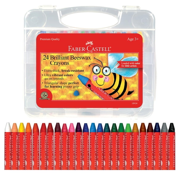 Crayones Jumbo Triangulares de Cera de Abejas Faber-Castell, Paquete de 24
