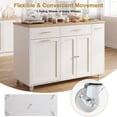 thumbnail image 6 of Haverchair 52" Kitchen Island with Storage on 5 Wheels, Movable Island Table for Kitchen with Drawers, Trash Can and Pull-Out Rack, Rolling Kitchen Island with Adjustable Shelf for Dining Room, White, 6 of 9