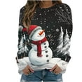 thumbnail image 2 of Homenesgenics Christmas Tree Long Sleeve Shirts Womens Plus Size Women's Christmas Print Snowman Santa Claus Fashion Print Long Sleeve Round Neck Raglan Tops Sweater, 2 of 4