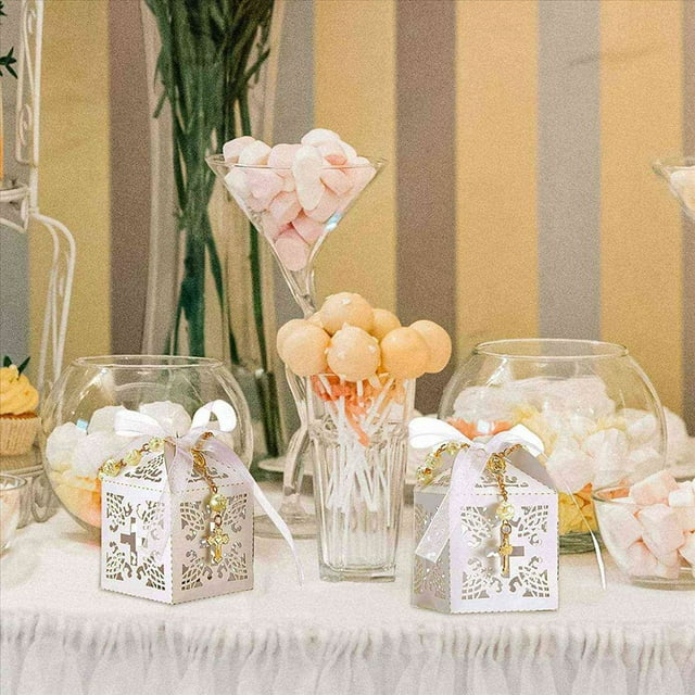 200 Piezas Favores de Bautismo con Mini Rosarios Cruzados Pulsera de Cuentas AcríLicas Bautizo ComunióN Dedo Rosario Pulsera