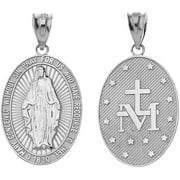 Factory Direct Jewelry 925 Sterling Silver Pendant, Miraculous Medal of Blessed Virgin Mary Catholic Charm Pendant Only