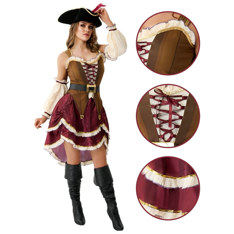 pirate fancy dress ladies Burgundy Pirate Costume