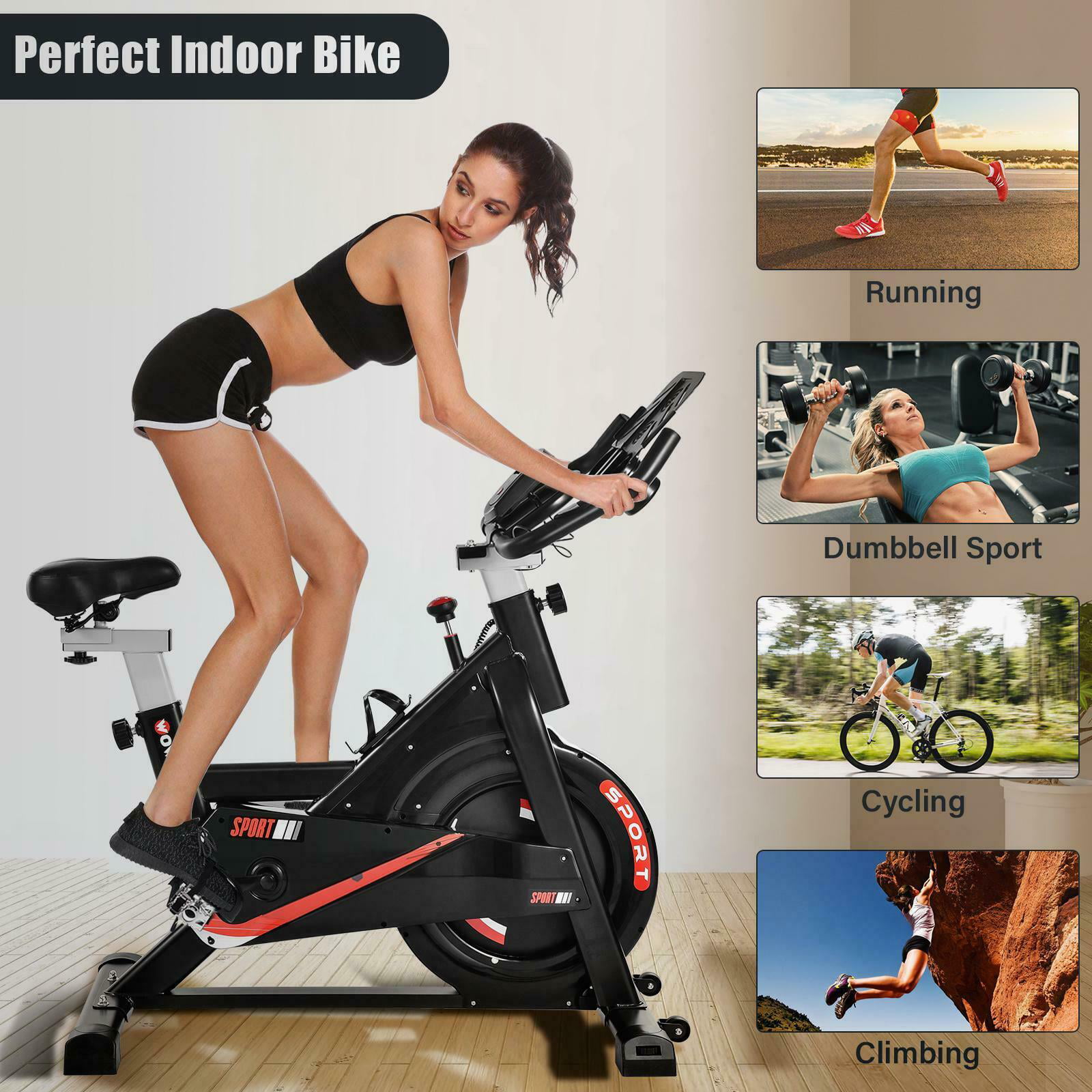 Details about   Black Exercise Stationary Bike Cycling Home Gym Cardio Workout Indoor Fitness AA 