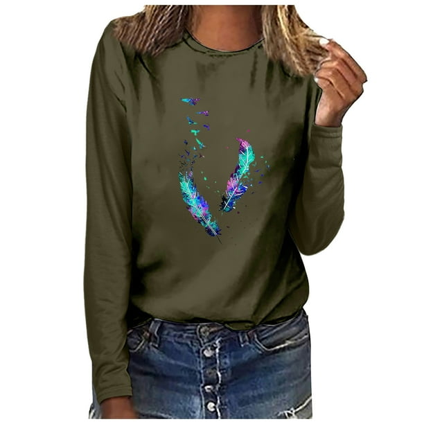 Blusa cómoda de manga larga con estampado informal para mujer a la moda Fridja FKASFK2348