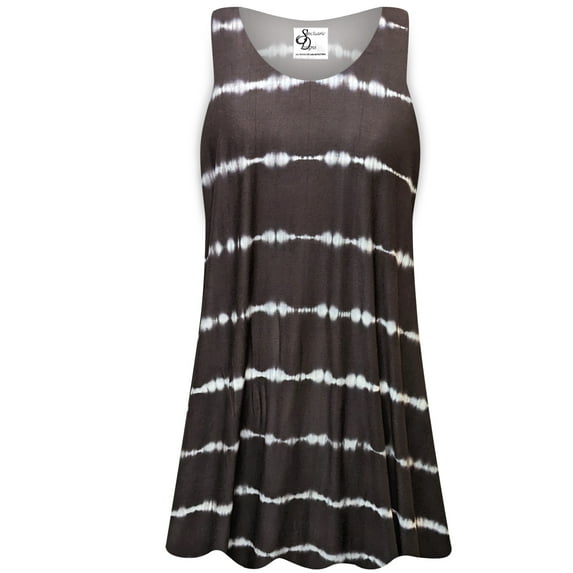 Small Tall Womens Sleeveless Brown Wavelength Print Tunic Tops Casual Loose Fitting Flowy Shirts Blouses