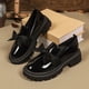 thumbnail image 4 of Xucatan Women's Patent Leather Tassel Loafers, Chunky Sole Slip-On Flat Shoes, Classic British Style Casual Shoes for Women, Plus Size Uniform Shoes Gift, 4 of 7
