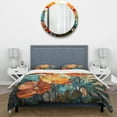thumbnail image 3 of Designart "Tropical Foliage in Orange and Green II" Tropical Bedding Covert Set - Palms & Palm Trees Green Floral Bed Set With 2 Shams, 3 of 6