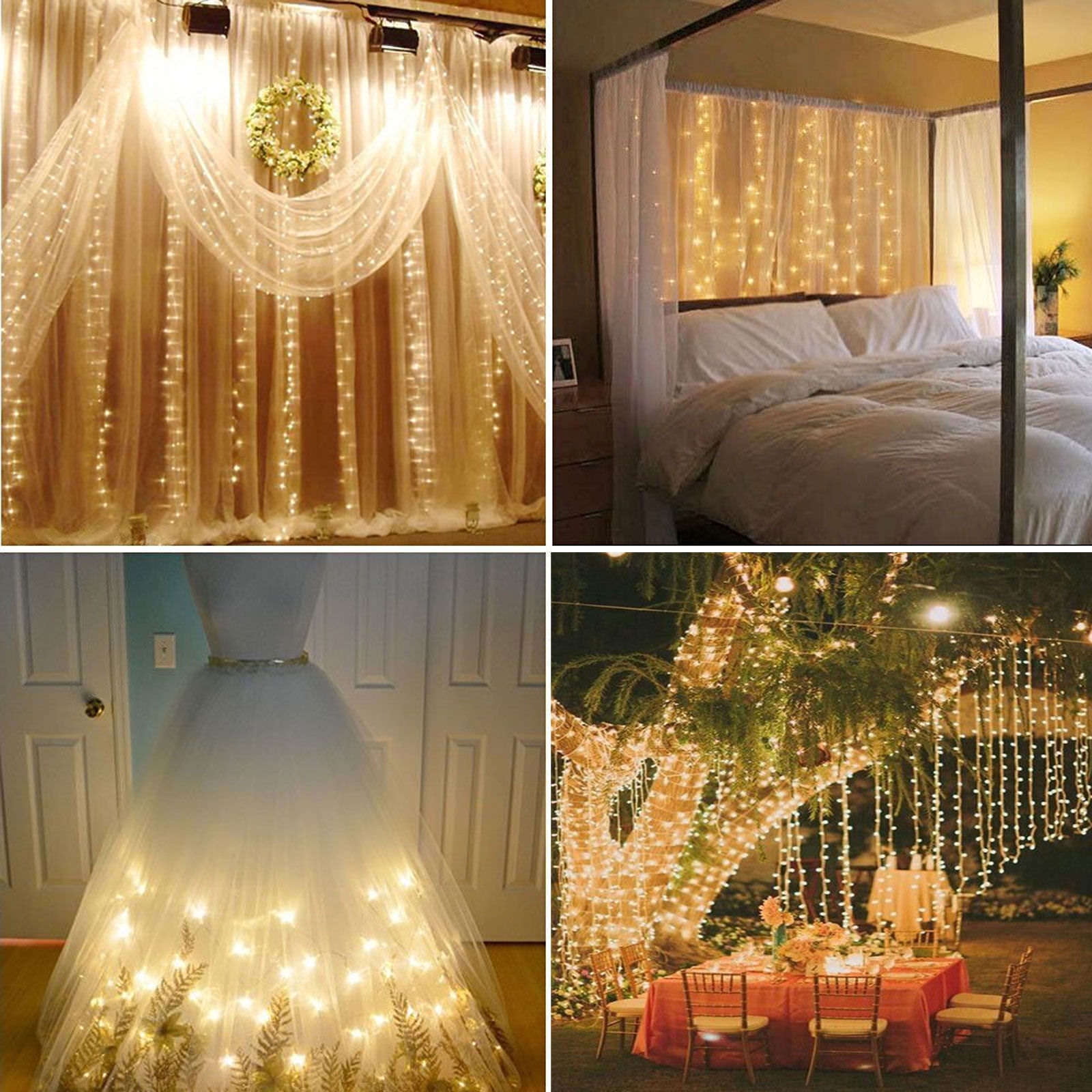 Window Curtain Lights 8 Mode LED Fariy String Light for Holiday Garden Room Wall 