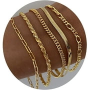 TOTF Gold Bracelets for Women,14K Real Gold Jewelry Sets for Women Cute Tennis Beaded Bracelets for Women,Cuban Link Paperclip Chain Gifts for Women Girls