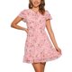 thumbnail image 1 of Vestido de gasa floral con volantes y cuello en V para mujer, con mangas acampanadas y lazo, por encima de la rodilla, color rosa claro, 1 of 6