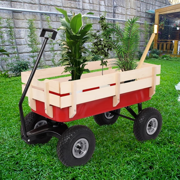 BAYUELSWU Garden Wagon, Portable Garden Carts with Wheels & Handle for Outdoor Yard Landscape, 38" x 17" x 31"