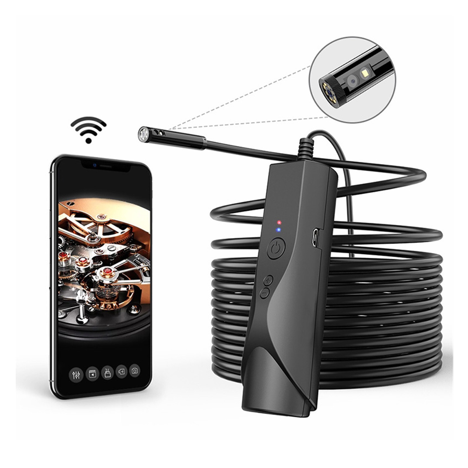 4.9mm Dual Lens Wireless Endoscope 1080P Scope Camera With 6 LED Lights Snake Inspection Camera , User-Friendly Borescopes