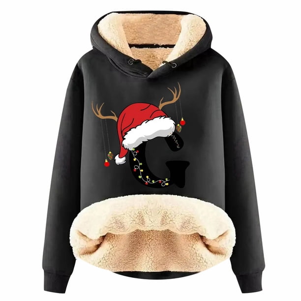 WILLBEST Sudadera con Capucha y Estampado Navideño de Mujer, con Espalda de Lana, Cálida, de Lana, Ideal para El Invierno Modelo 1087 XXXX-Grande