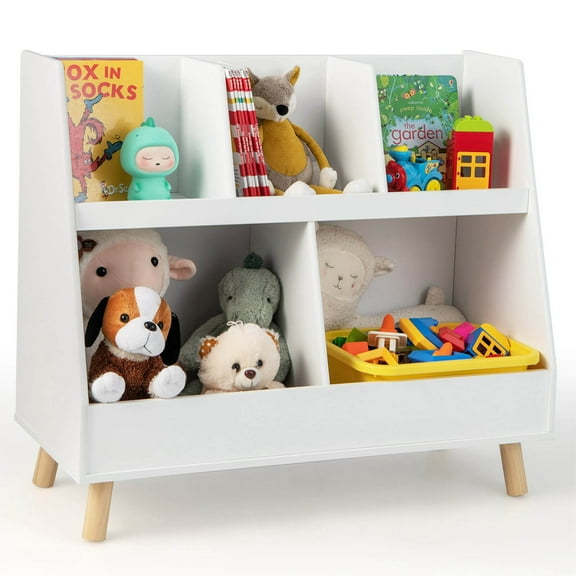 Costway 5-Cube Kids Toy Organizer and Bookcase, White