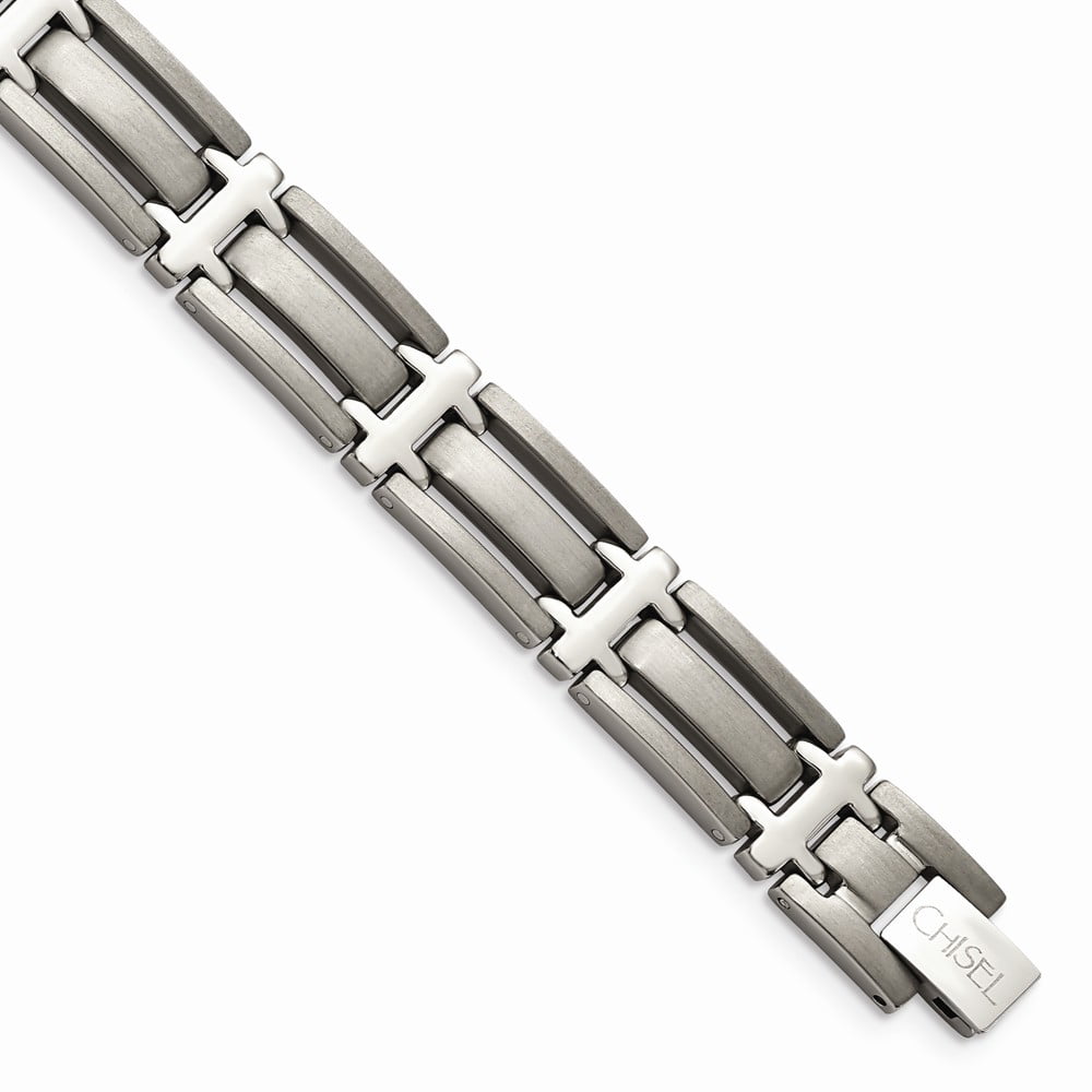 Jewel Tie Stainless Steel Brushed and Polished 8.75in Bracelet 10mm 