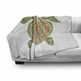 thumbnail image 2 of Vintage Tribal Soft Flannel Fleece Throw Blanket, Mosaic Zentangle Style Turtle Bohemian Design, Cozy Plush for Indoor and Outdoor Use, 50" x 60", Green Brown Khaki, by Ambesonne, 2 of 5