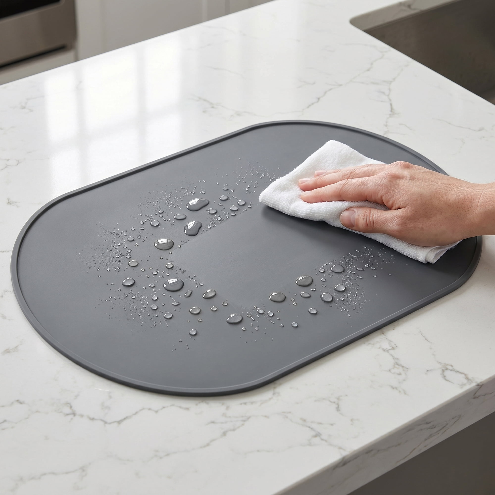 Unique Bargains 6 Pack Silicone Placemats for Kitchen Dining Table Decor Dark Gray