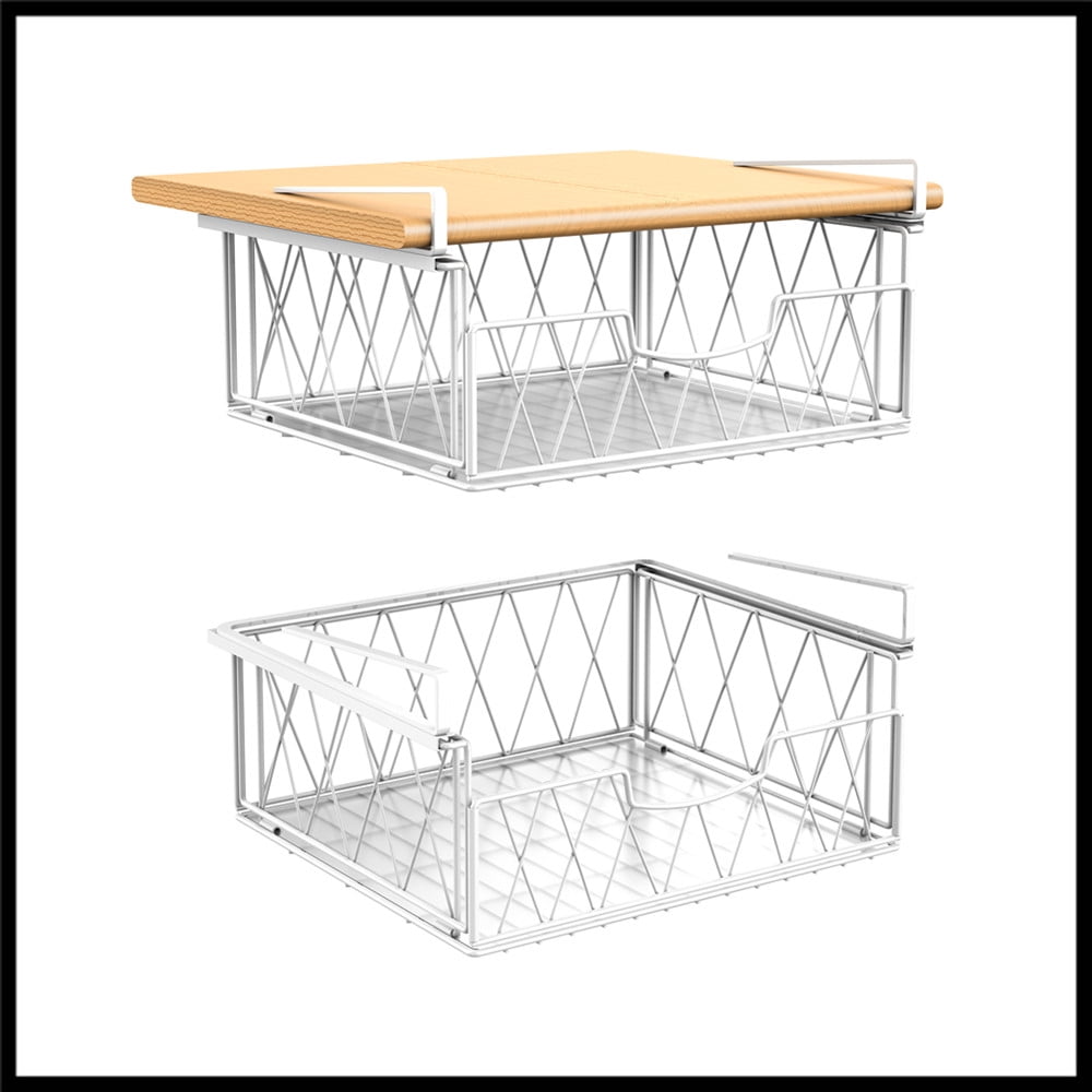 Auledio Metal Wire Sliding Under Shelf Basket Hanging Storage Basket
