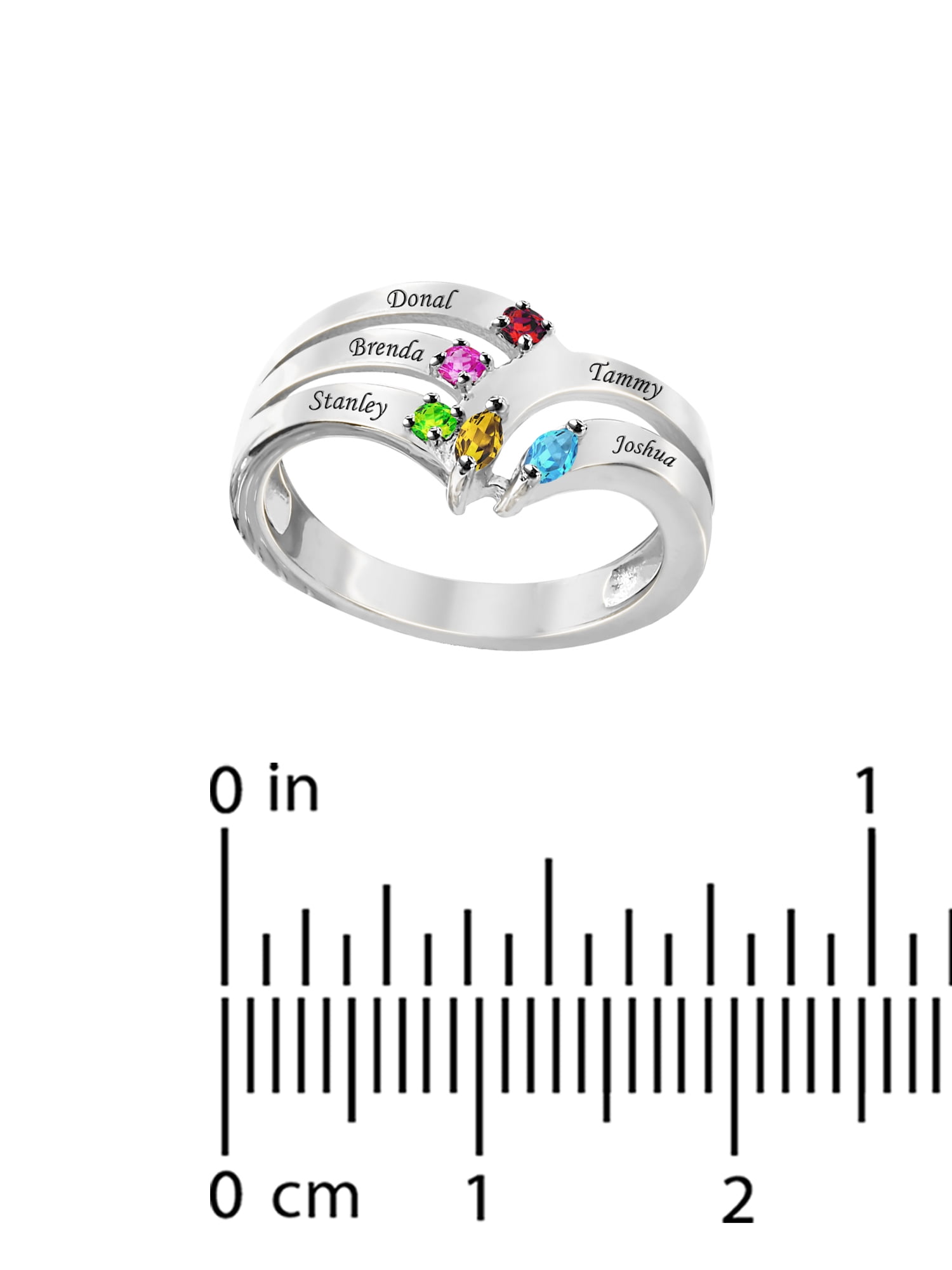 Laser Engraved Family Ring with Up to Five Birthstones