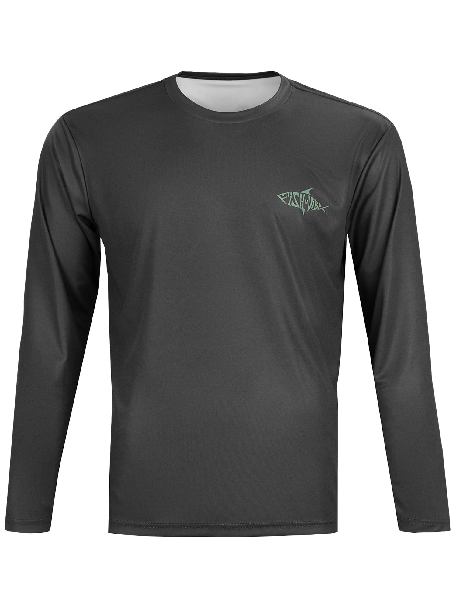 Fish N Vibe Men's Long Sleeve Performance Fishing Graphic Tee, Black/ Caviar, L