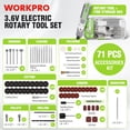 thumbnail image 2 of Kit de herramientas rotativas WORKPRO 3,6 V 71 piezas con 3 velocidades variables, 2 of 9